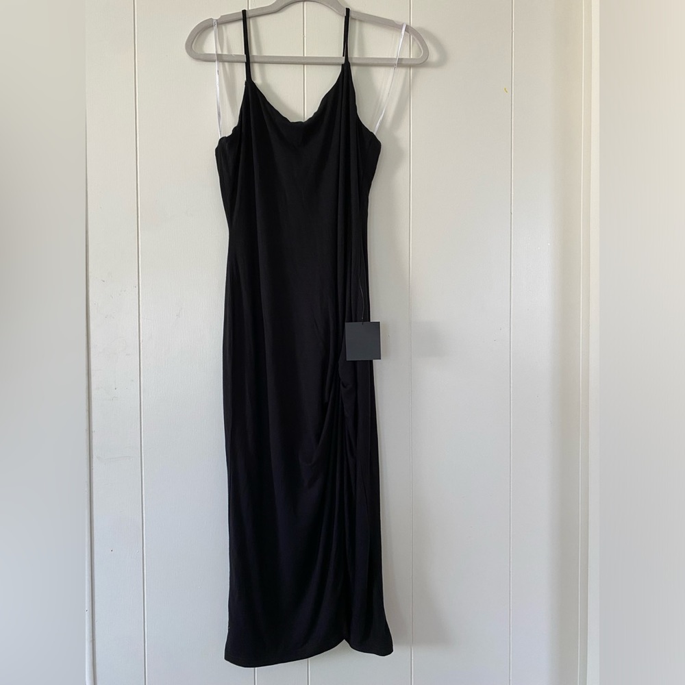 Lulus soft black stretch spaghetti strap dress nwt size large